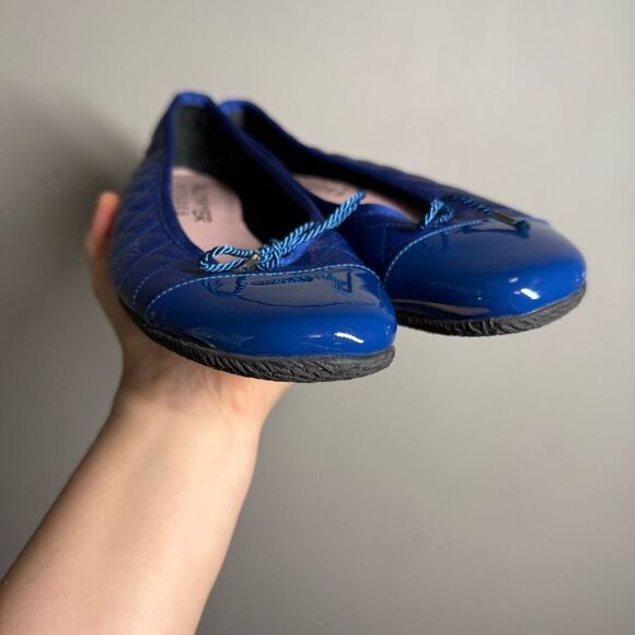 Paul Mayer COZY cap toe QUILTED LEATHER BALLET FLAT IN cobalt blue blue sole - Picture 2 of 10